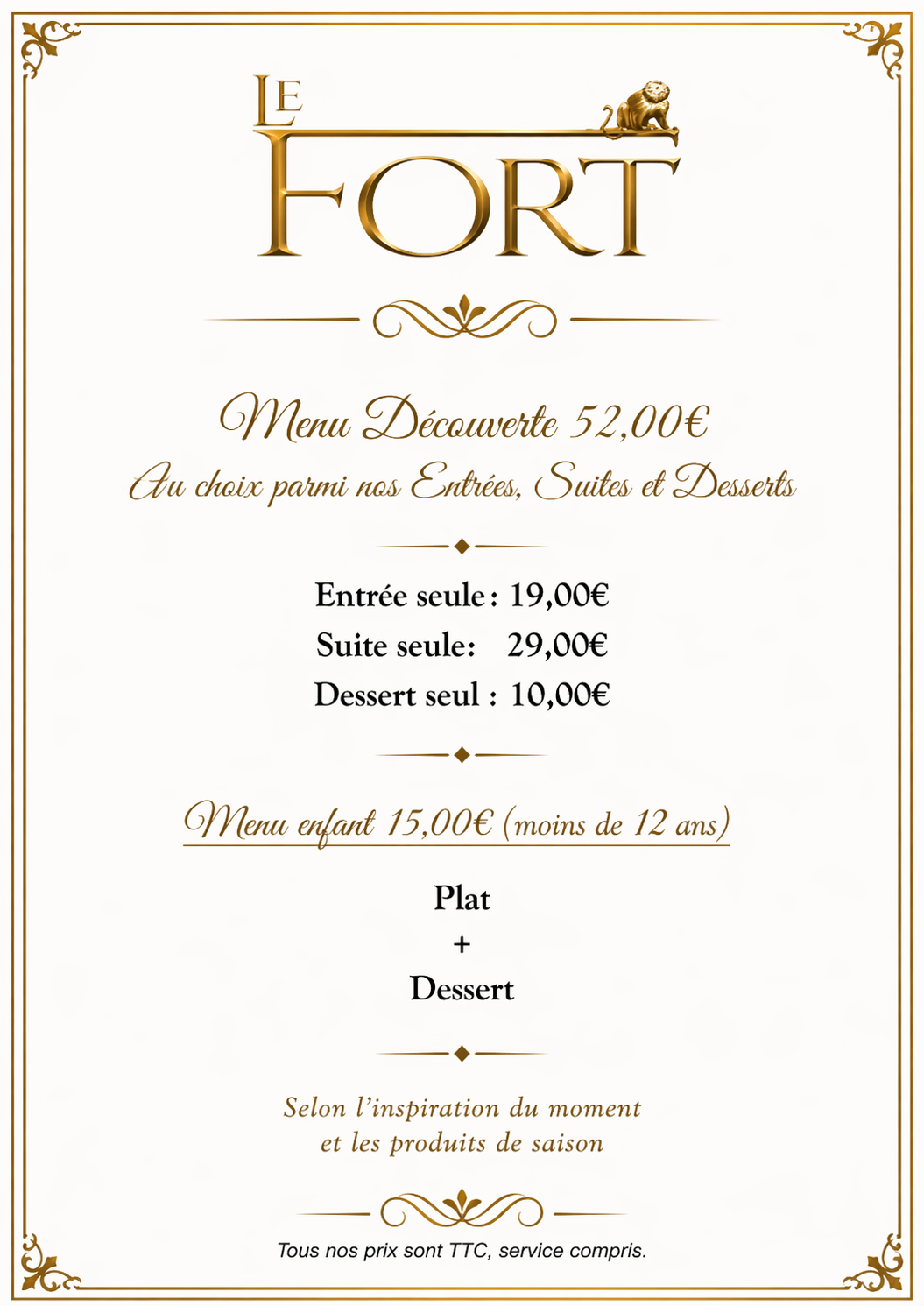 menu découverte 52